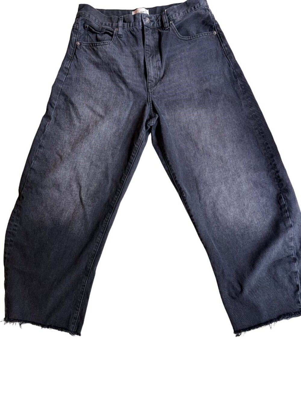 Frame's The Bubble Crop frayed high-rise barrel leg jeans size 28 - Picture 3 of 8